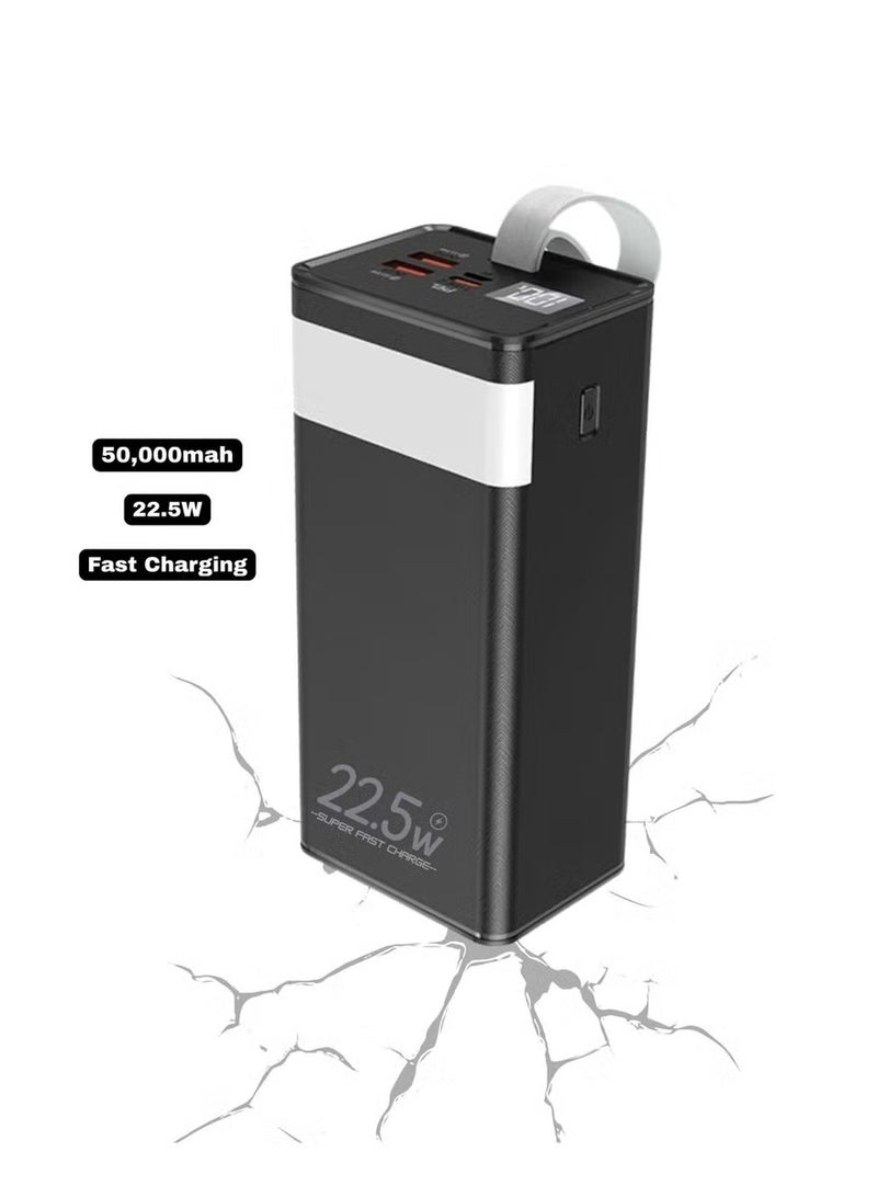 ELTRAZONE 50000mAh Power Bank with 22.5W Fast Charging | USB-C PD, Dual USB Ports & Built-in LED Light | Universal Portable External Battery Charger for Smartphones & Tablets | Black - Image 3